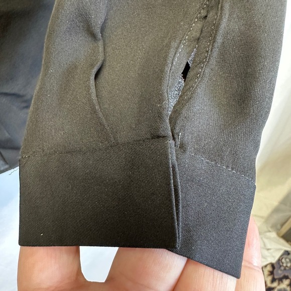 Babaton Aritzia Silk Semi Sheer Blouse Top Size Small Black Long Sleeve V-Neck - Picture 4 of 4